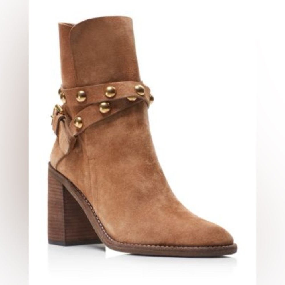 See by Chloé Women’s Janis Suede Studded Strap High-Heel Booties – Size 36.5
